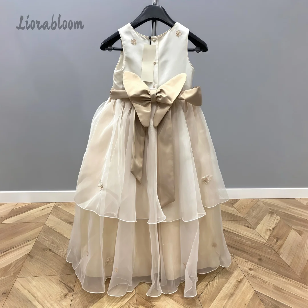 Abito da bambina con ricami, abito da damigella d'onore personalizzato, abito formale per matrimoni e feste, vestito da sposa