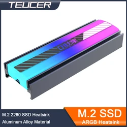 TEUCER-disipador de calor SSD M.2 NVME, Enfriador de unidad de estado sólido, 5V, 3 pines, ARGB, luces de colores, 2280