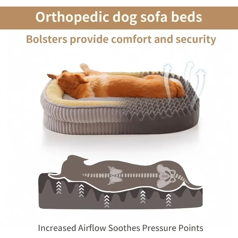 Orthopedic Dog Bed for Large Dogs Breeds, High Density Egg Crate Foam Sofa Beds,Oval Kennel Bed, Pet Couch