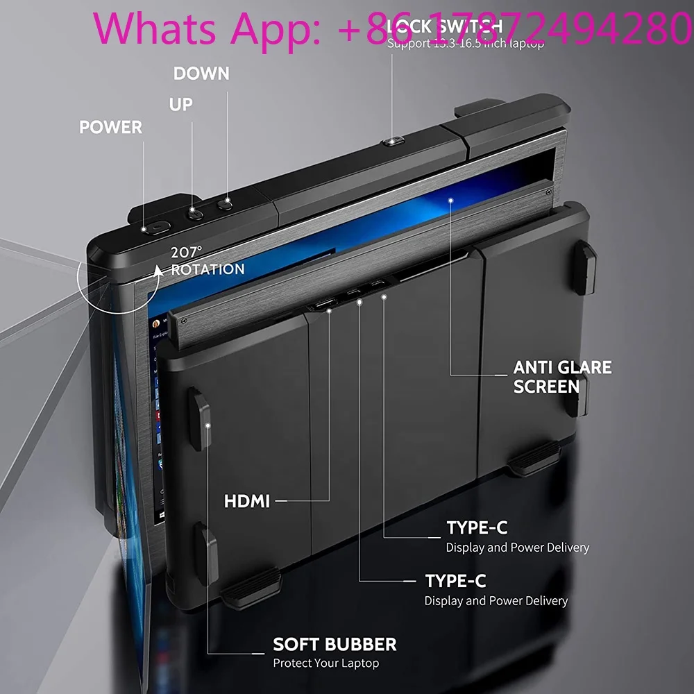 Portable Laptop Screen Extender 13.3 Inch, USB Connection 1080P Computer Extended Display