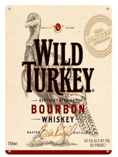 Wild Turkey Straight Bourbon Whiskey Novelty Metal Sign