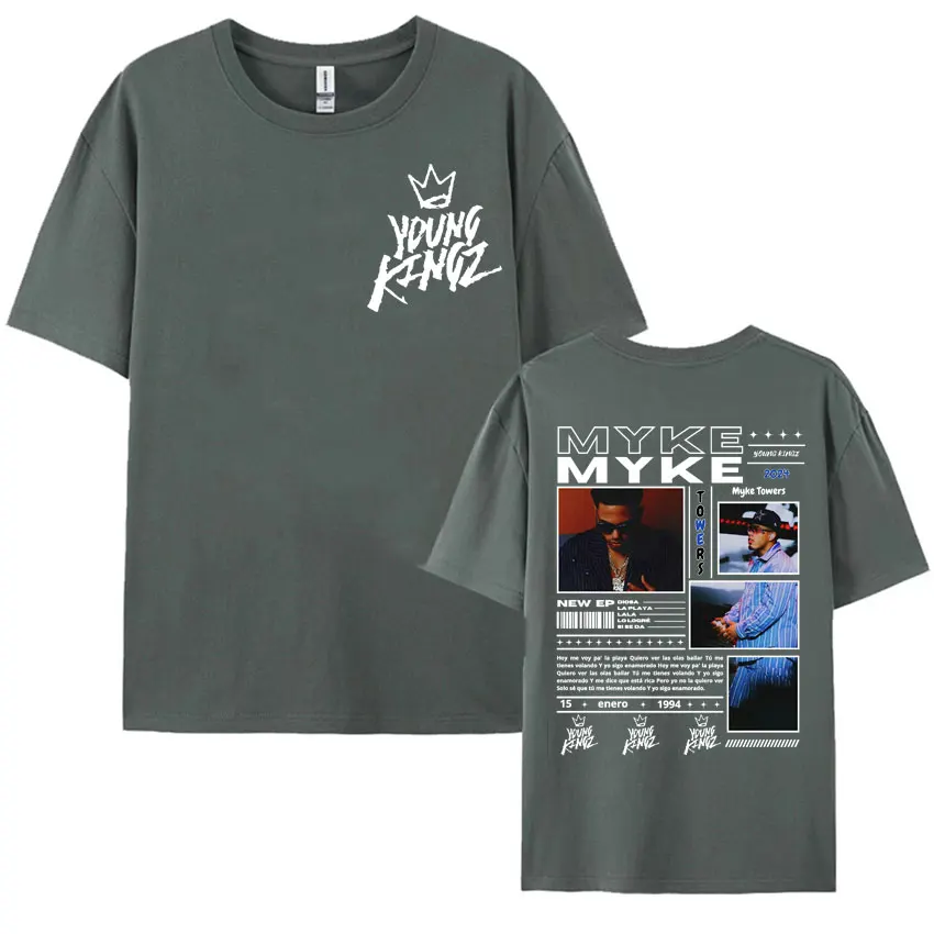 Rapper Myke Towers Graphic Printed T-shirts for Men Harajuku Hip Hop Oversized T Shirt Unisex Summer Cotton Short Sleeve T-shirt