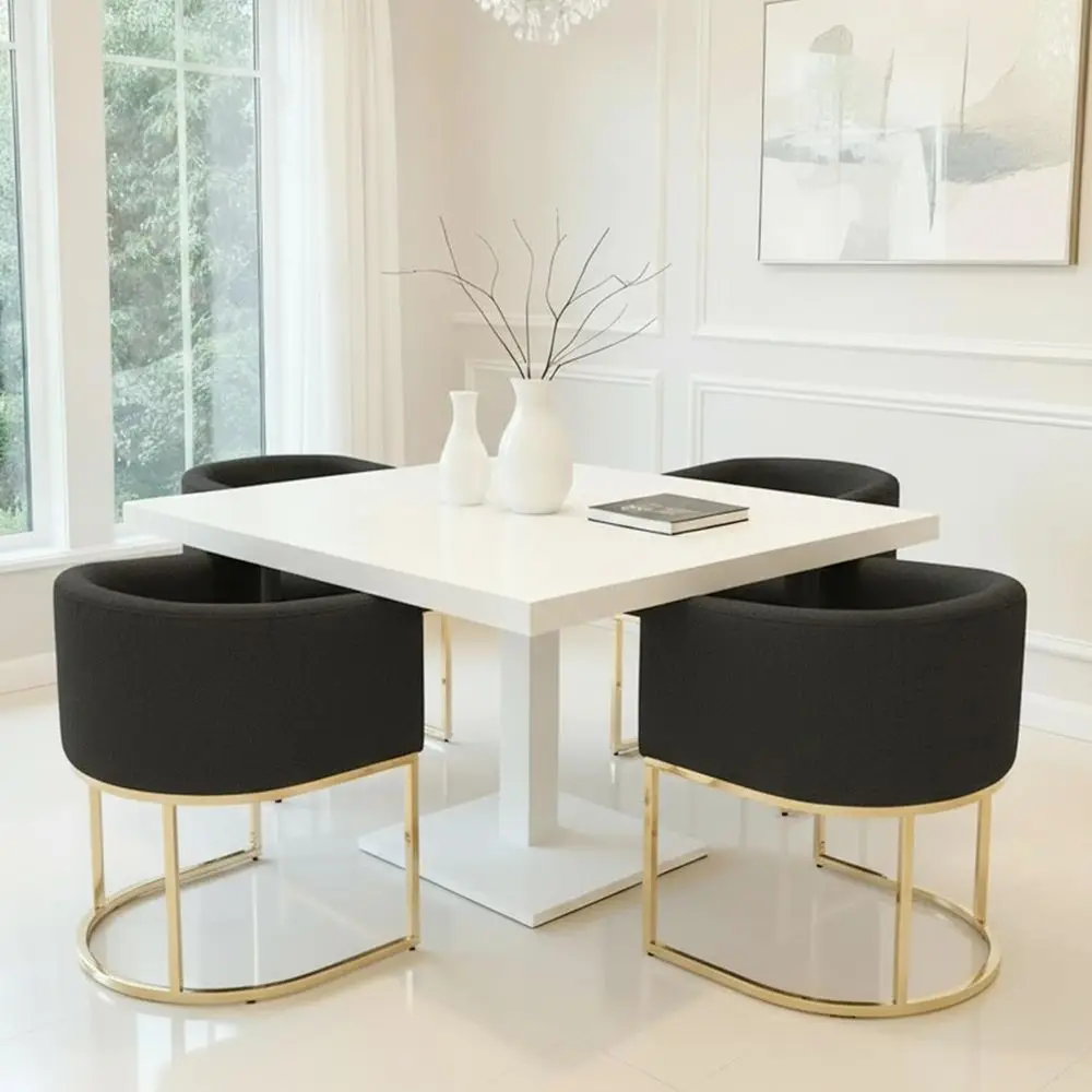

Upholstered Barrel Dining Chairs Set of 4, Linen Accent Chairs with Arms, 18.5 Wide, Gold Metal Legs, Charcoal