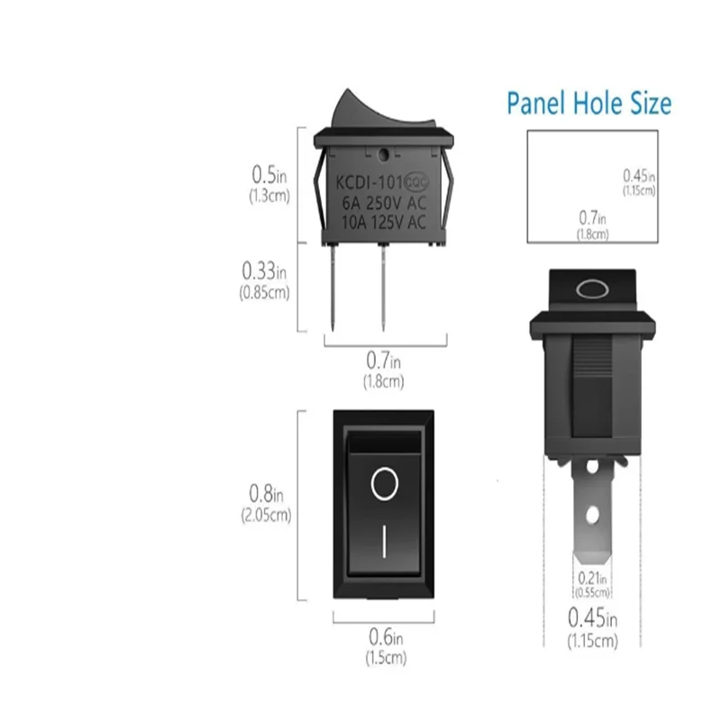 10 PCS/Lot Rocker Switch 2 Pin  Car Boat Round Dot Light ON/OFF Rocker 6A 250 V 10A 125 V 15X21 Toggle Switch