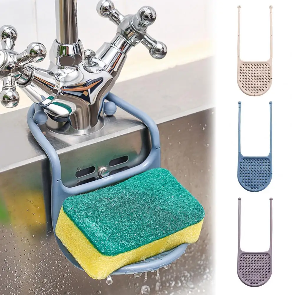 Portable Drainage Rack Bendable Sponge Holder for Kitchen Sink Adjustable Hanging Draining Rack Durable Plastic Sink for Home