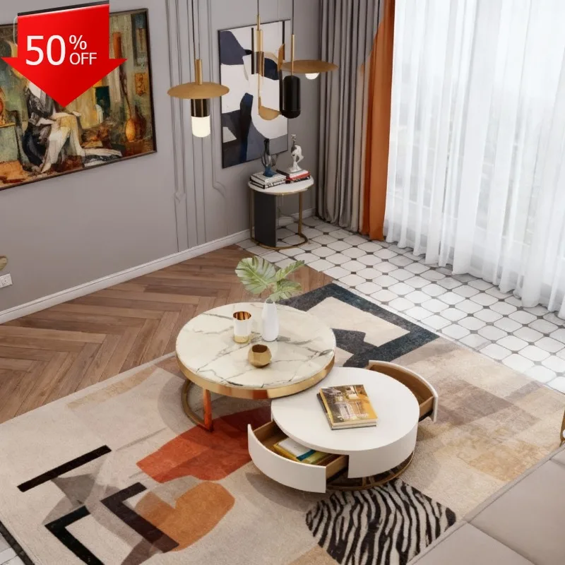 

Marble Coffee Table Salon Portable Folding Table Living Room Luxury Furniture Clearance Stіl Bedside Tables Bedroom Mesa Lateral