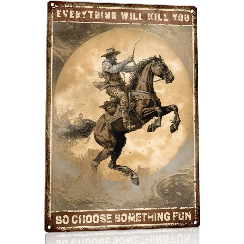 Wild West Cowboys Metal Tin Sign Wall Poster Plaque Vintage Iron Painting Decoration for Man Cave Home Cafe Game Room Club Bar