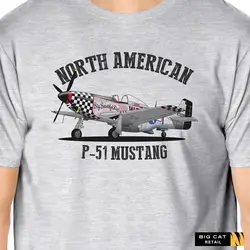 WWII North American P-51 Mustang Fighter T-Shirt. Summer Cotton Short Sleeve O-Neck Mens T Shirt New S-3XL