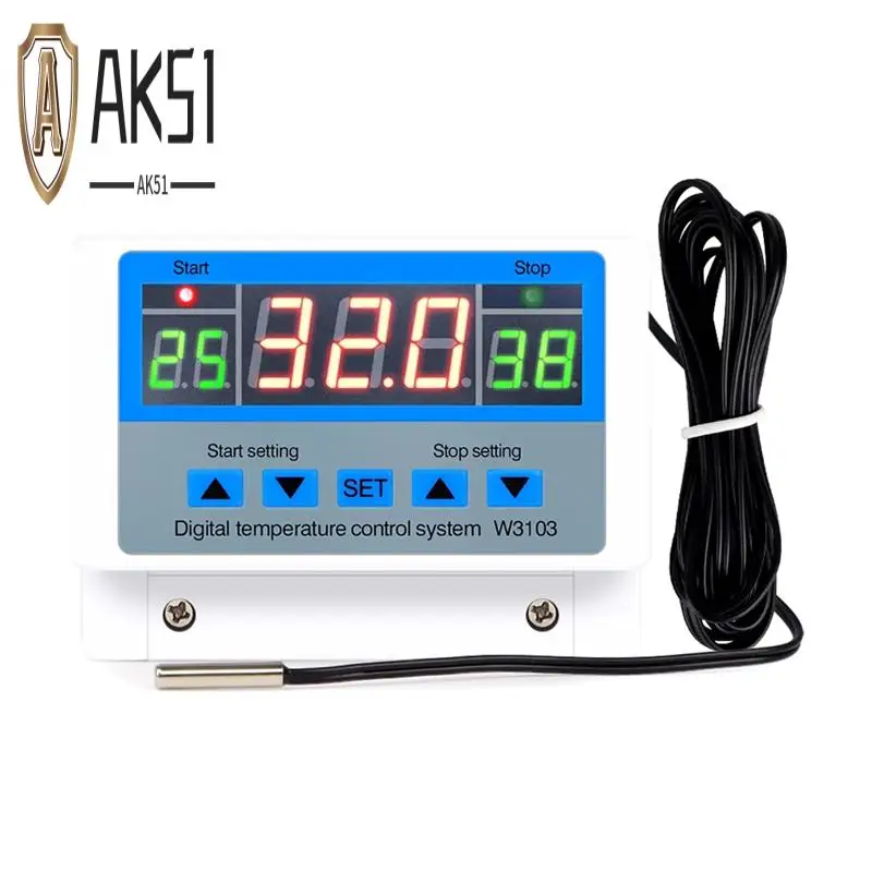 AK51-Regolatore di temperatura digitale 220V Max 5000W Termostato digitale 30A da -19 a 99 ℃   Interruttore regolatore di temperatura XH-W3103