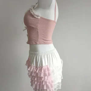 Multicamed Siedlungsshorts im Lolita -Stil für Frauen, süße Spitzenshorts, Blumenbänder, elastische Taille, süße Mädchen, Kawaii -Kleidung 9 Hauptverkäufe kurz Florido Female - №4