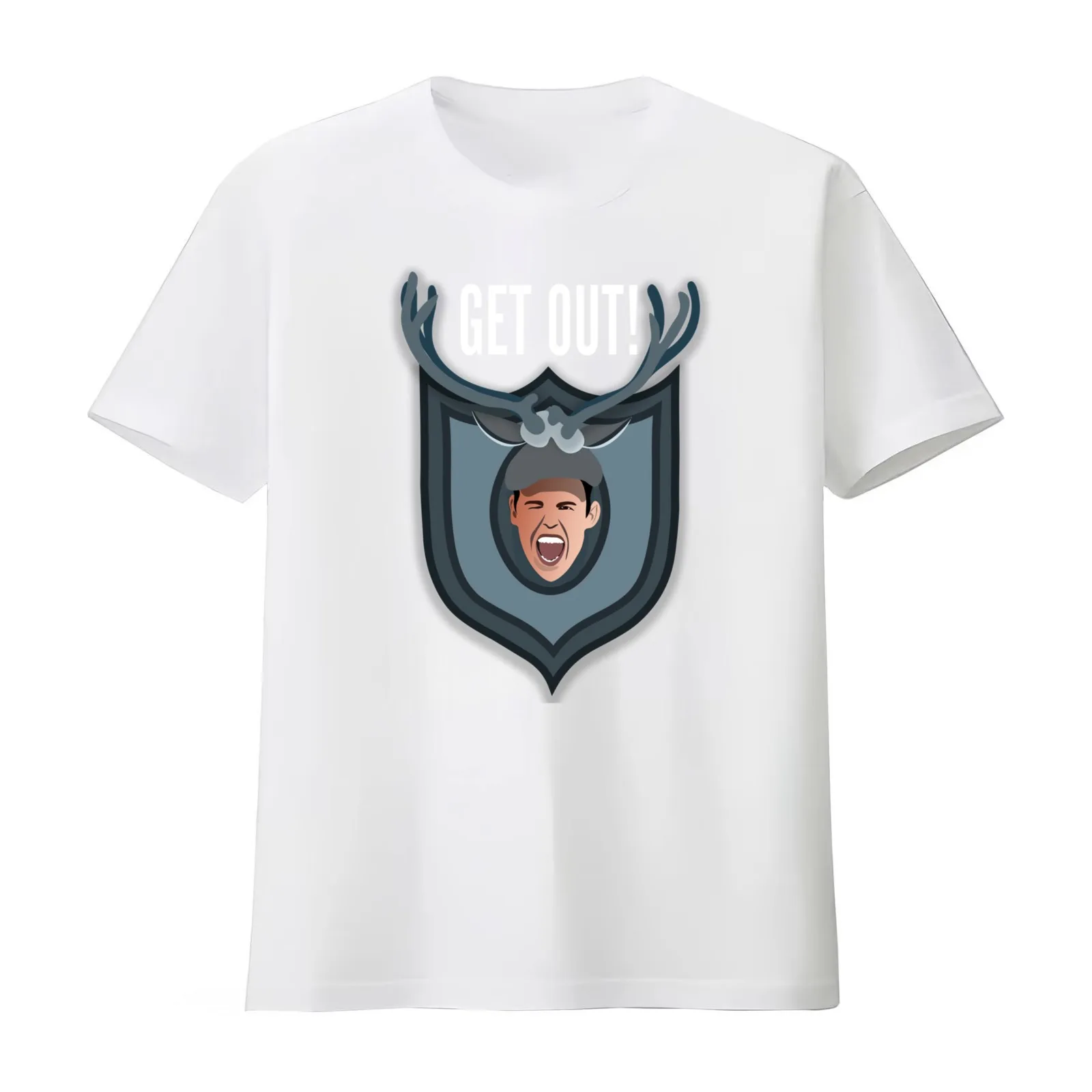 Get OUT!!! Top text (The Lodge Goes Wrong) T-Shirt Summer Casual Cotton Tee Oversized Streetwear Tops Vintage Graphic Print