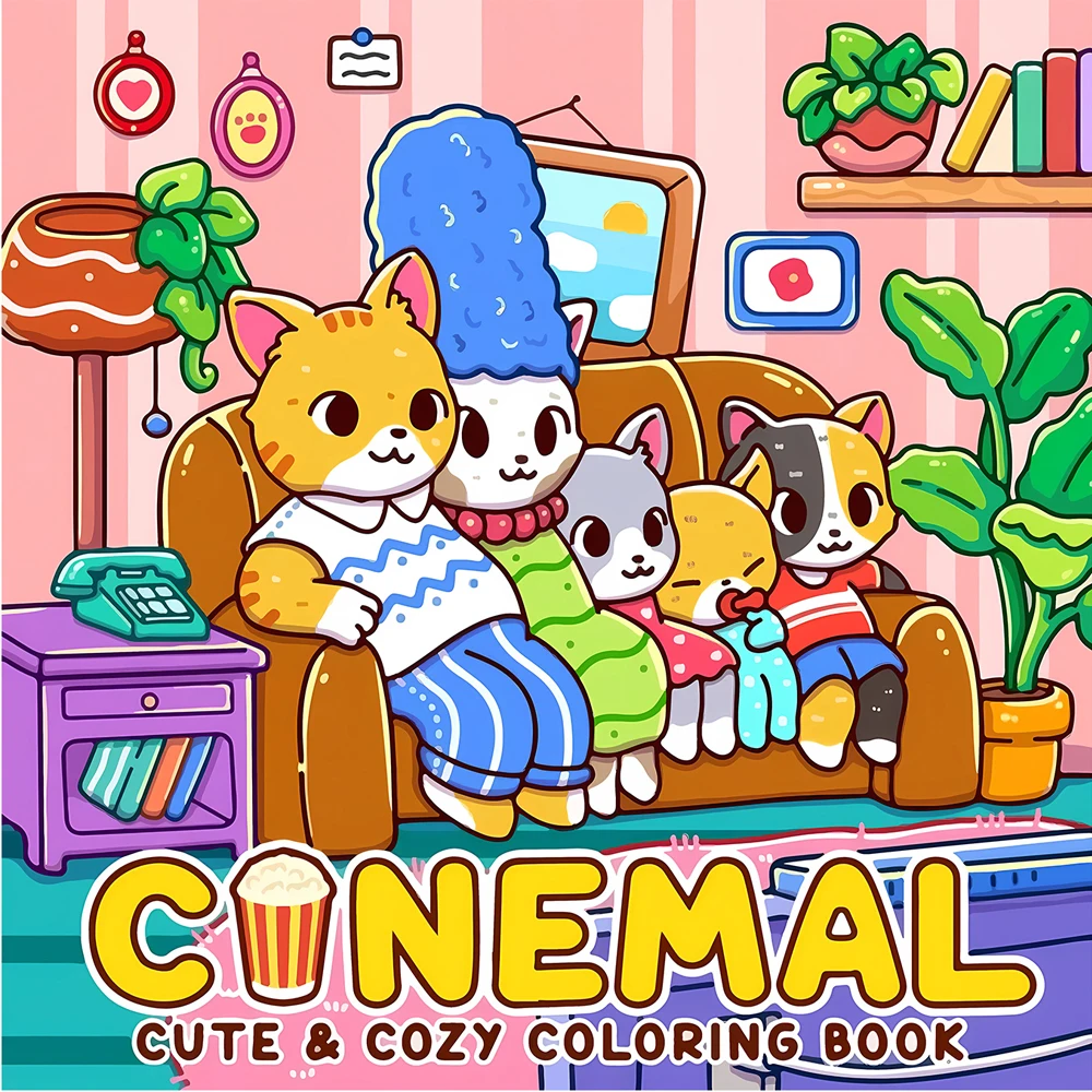 كتاب تلوين سينمال للبالغين يتميز بأنماط كرتونية جريئة وسهلة للاسترخاء للأطفال كتب رسم يدوية