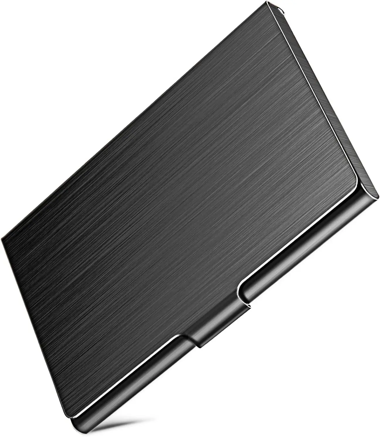 

Slim Metal Business Card Holder - Stainless Steel, Black, Unisex