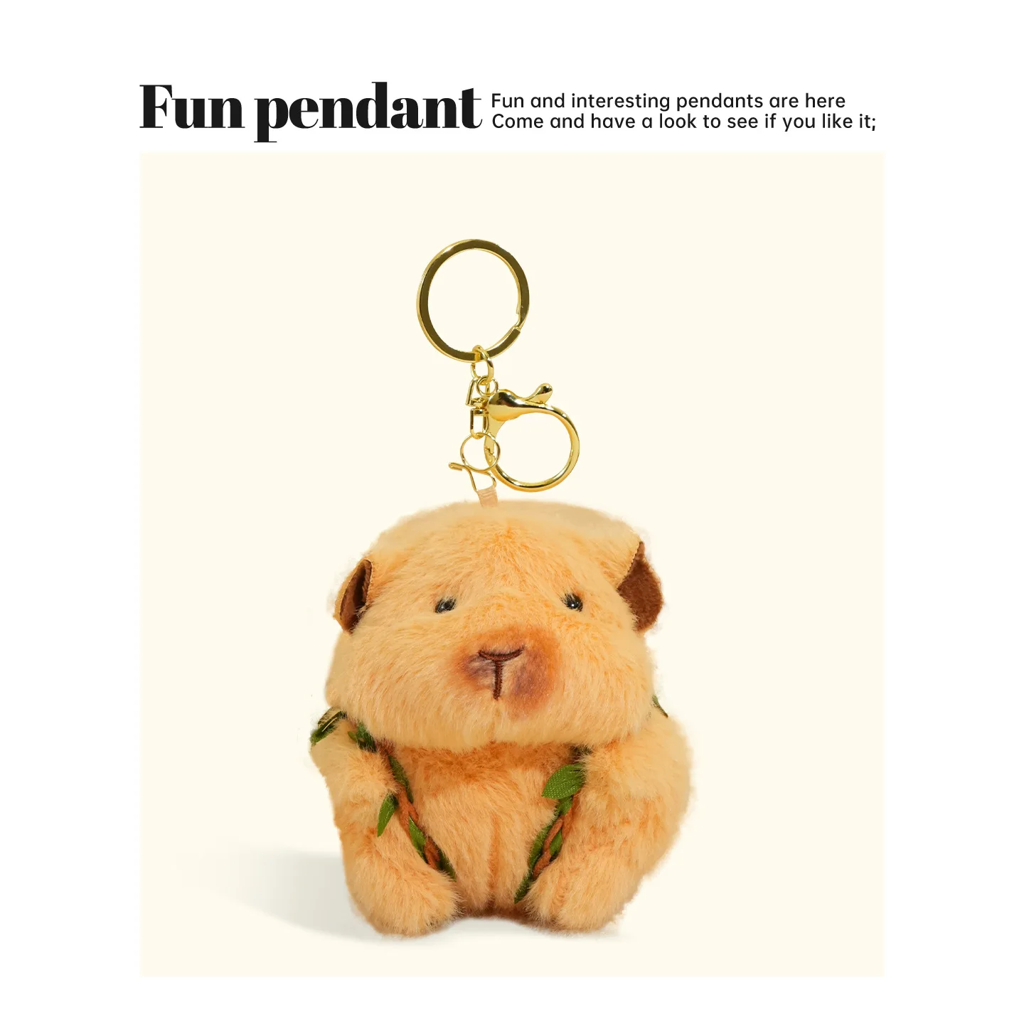 Cartoon Fruit Backpack Avocado Hamster Animal Key Chain Cute Fluffy Orange Peach Branches Leaves Backpack Capybara Doll Keychain