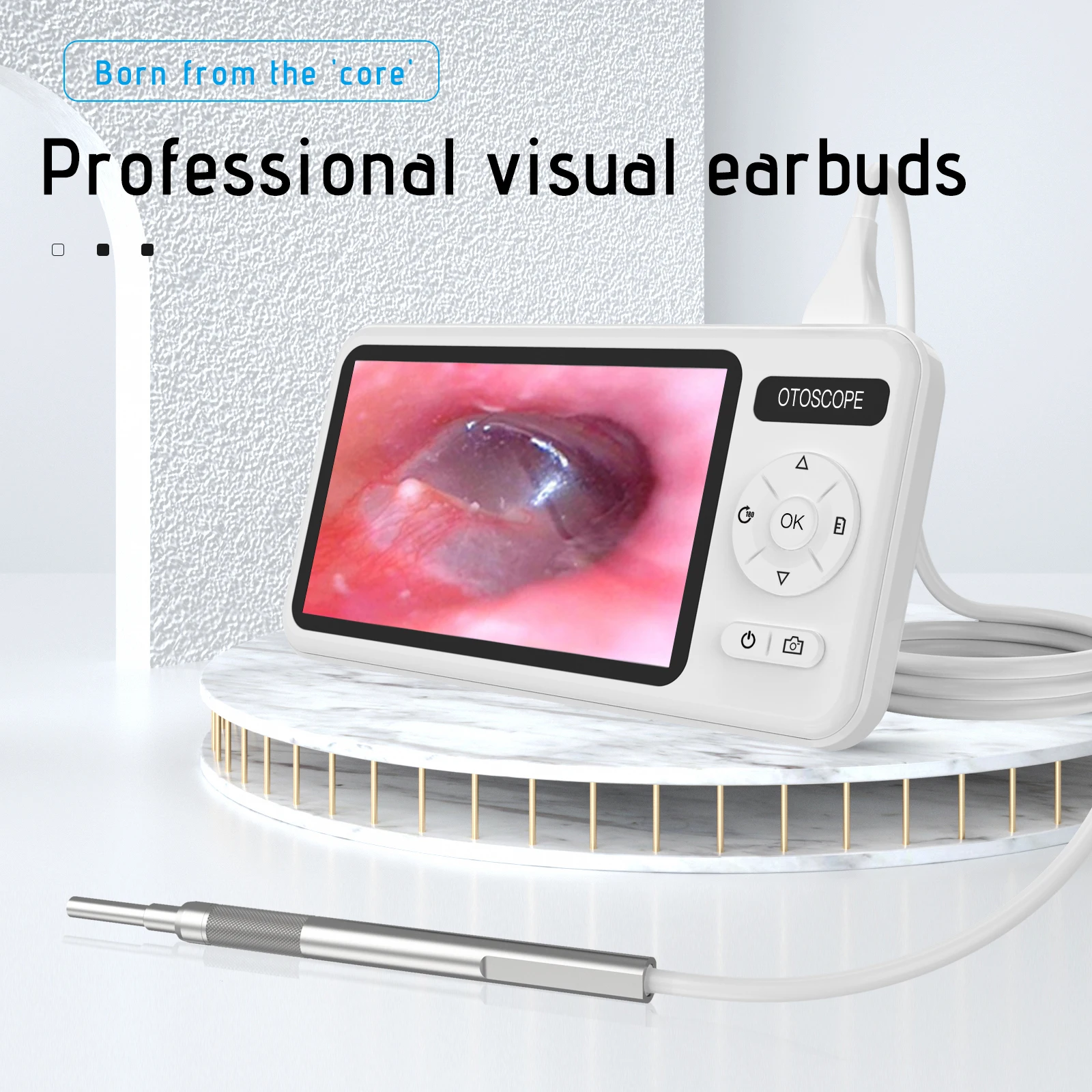 Endoscope auriculaire avec écran LCD, caméra de kanoscopie propre, mini caméras propres, HD 1080P, 3.9mm, 4.5 pouces