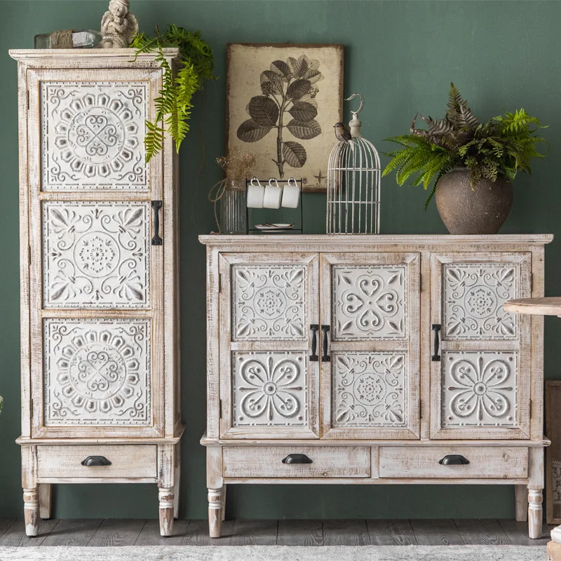 Entry entrance against the wall shoe cabinet retro carved living room locker cabinet