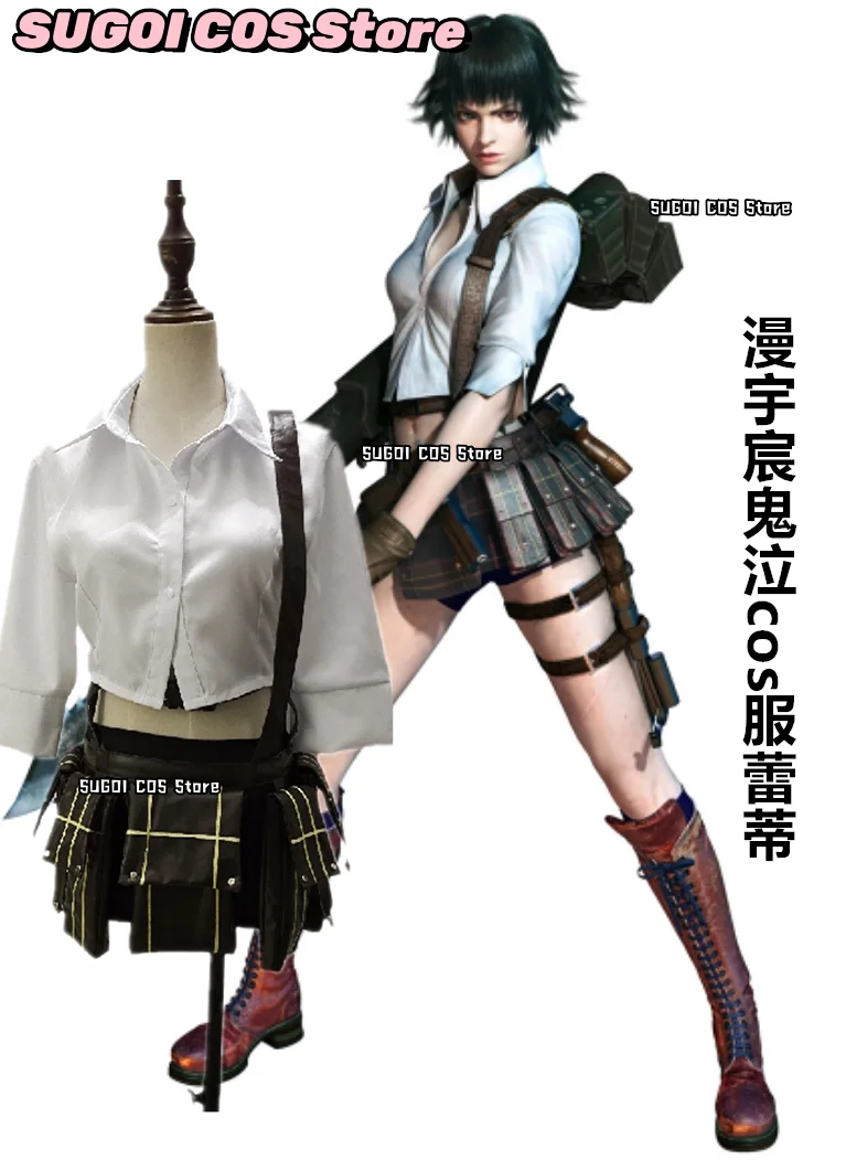 Game DMC 5 V Lady Mary Cosplay Costumes Shirt+Short Skirts Women's Dresses Anime Lady Outfits Wig Prop Role-playing Suits Dress