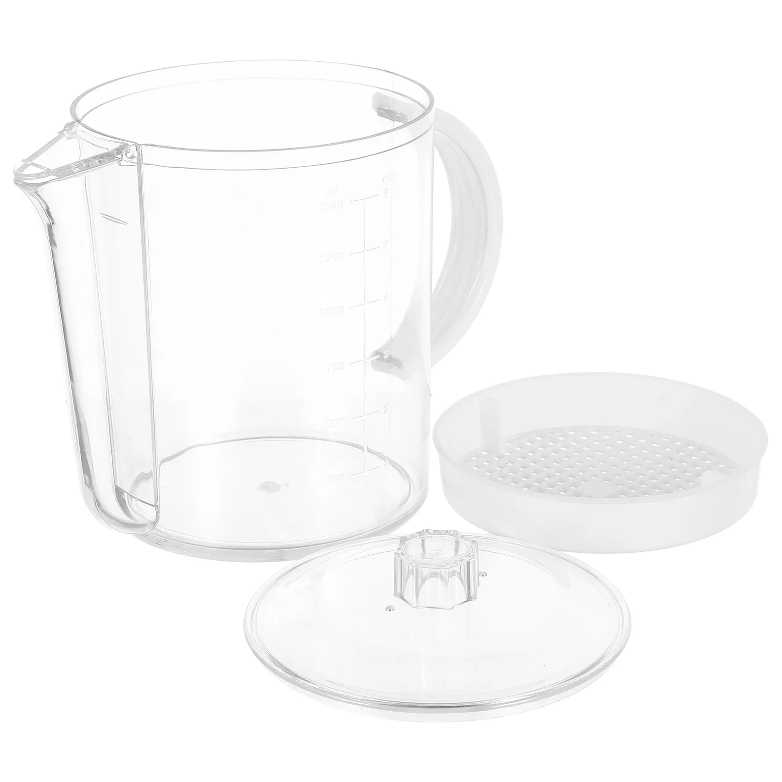 

1500Ml Oil Separating Soup Pot Fat Separator With Strainer Filter Easy-Read Measurement Cup For Kitchen Use Grease Separating