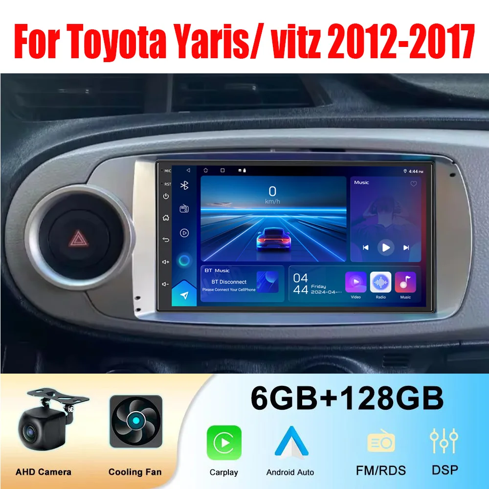 

7" 4+64GB For Toyota Yaris/ vitz 2012-2017 Car Radio Wireless Apple Carplay Android 15 System Auto Head Unit GPS Navi