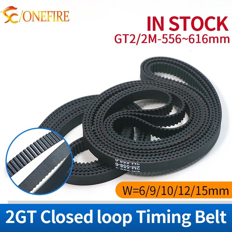 2M 2GT Synchronous Timing belt length ​556/558/562/570/578/586/600/604/606/610/616mm Width 6/9/10/12/15mm Rubber closed belt