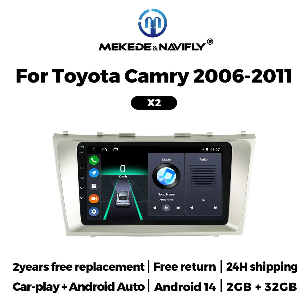 MEKEDE Android 14 Para Toyota Camry 7 XV 40 50 2006-2011 Rádio Automotivo 2 Din Estéreo DVD Multimídia Player Carplay WiFi FM Autoradio