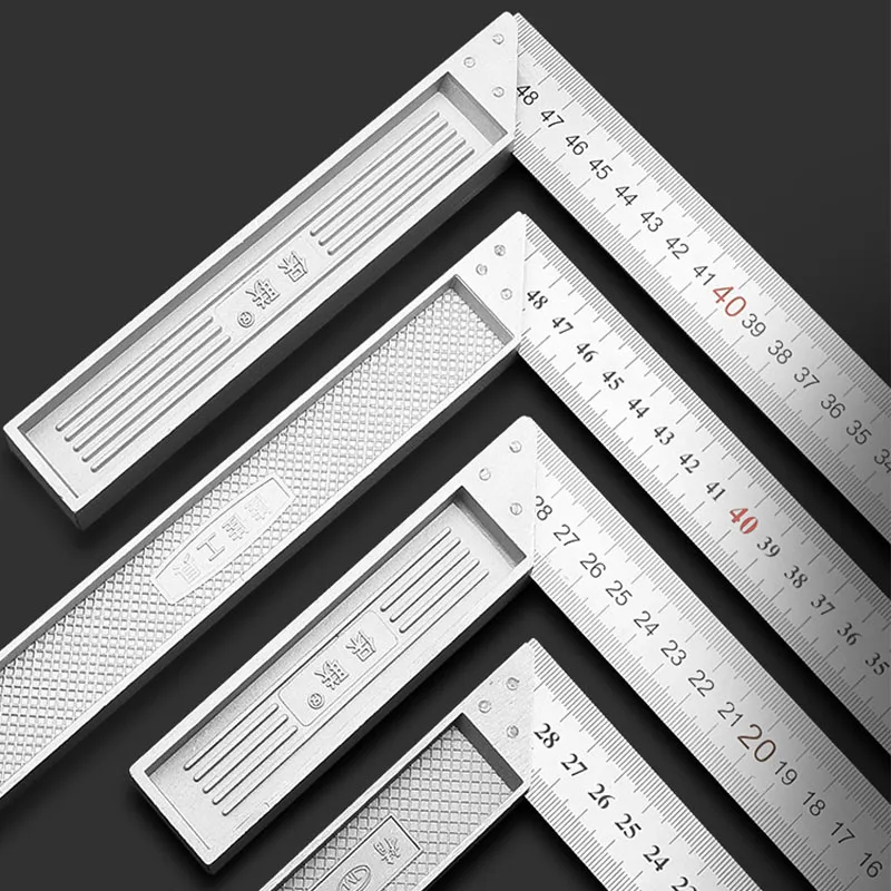 Stainless Steel 300mm Aluminum Alloy Square Ruler Right Angle Measuring Rule Tool Angle Square Ruler 90 Thickened Handle