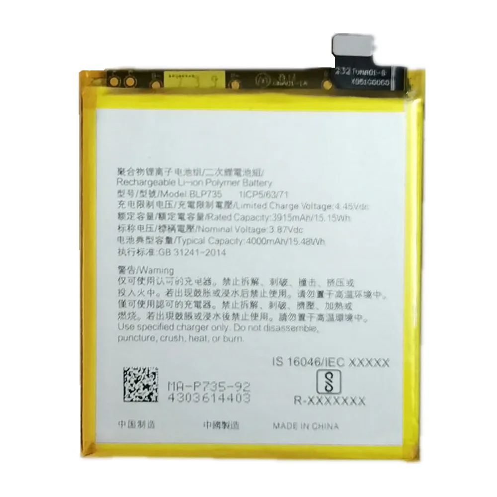 100% Original 4000mAh BLP735 Replacement Battery For OPPO Reno 2 Reno2 Smart Mobile Phone Battery Batteries With Tools