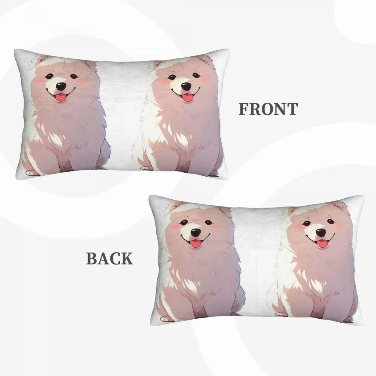 Cartoon Style Cute Samoyed Rectangle Pillowcase Cushion Cover Decorative Bedroom Bed Home Comfort Throw Pillow