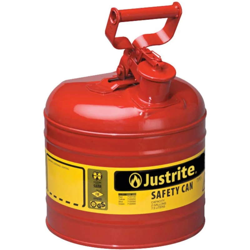 

2 Gallon Type I Red Safety Gas Can for Gasoline with Flame Arrester and Self-Closing Lid, Made in USA, Galvanized Steel Flam