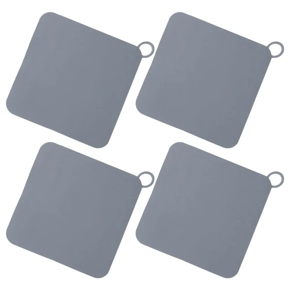 

4 pcs Silicone Drain Cover Set Grey Medium Kitchen Bathroom Anti-Odor Floor Mat Hair Catcher Easy Install Removable Handle