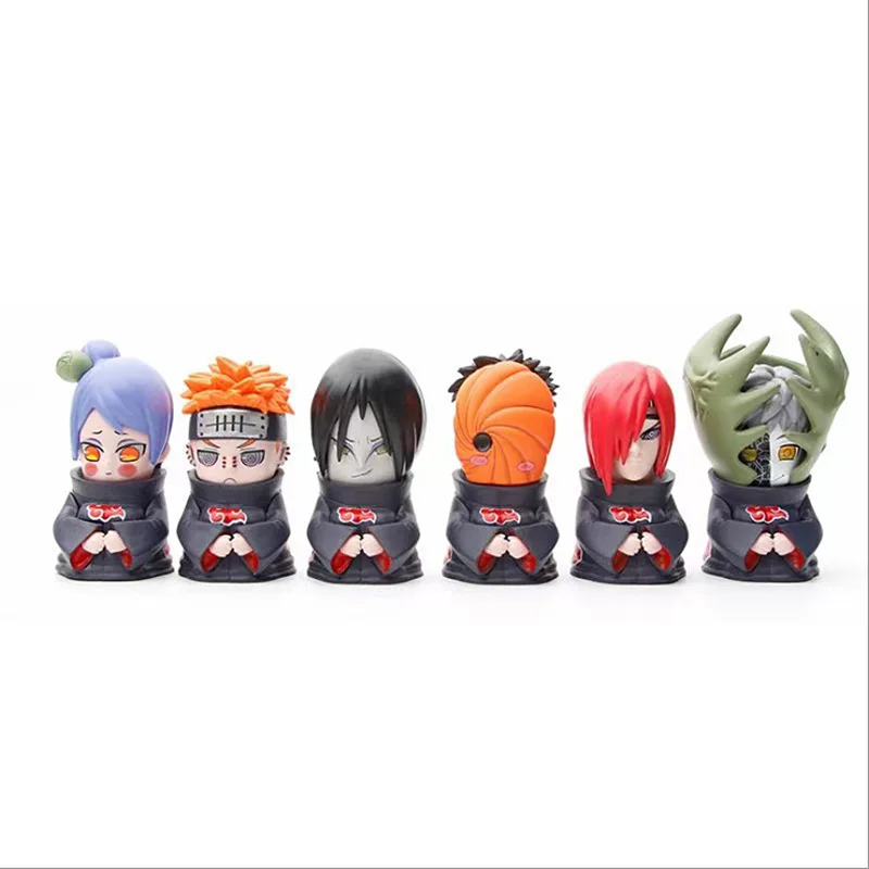 6PCS Anime Figure Q Nagato Deidara Konan Cute PVC Model Car Desktop Decor Birthday Gifts Fans