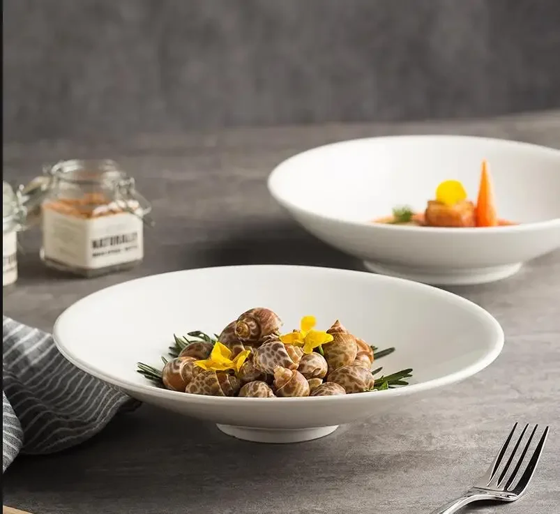 

Simple White Ceramic Plate Fruit Hotel Restaurant Steak Salad Main Dish Nordic Home Kitchen Bowl and Tableware