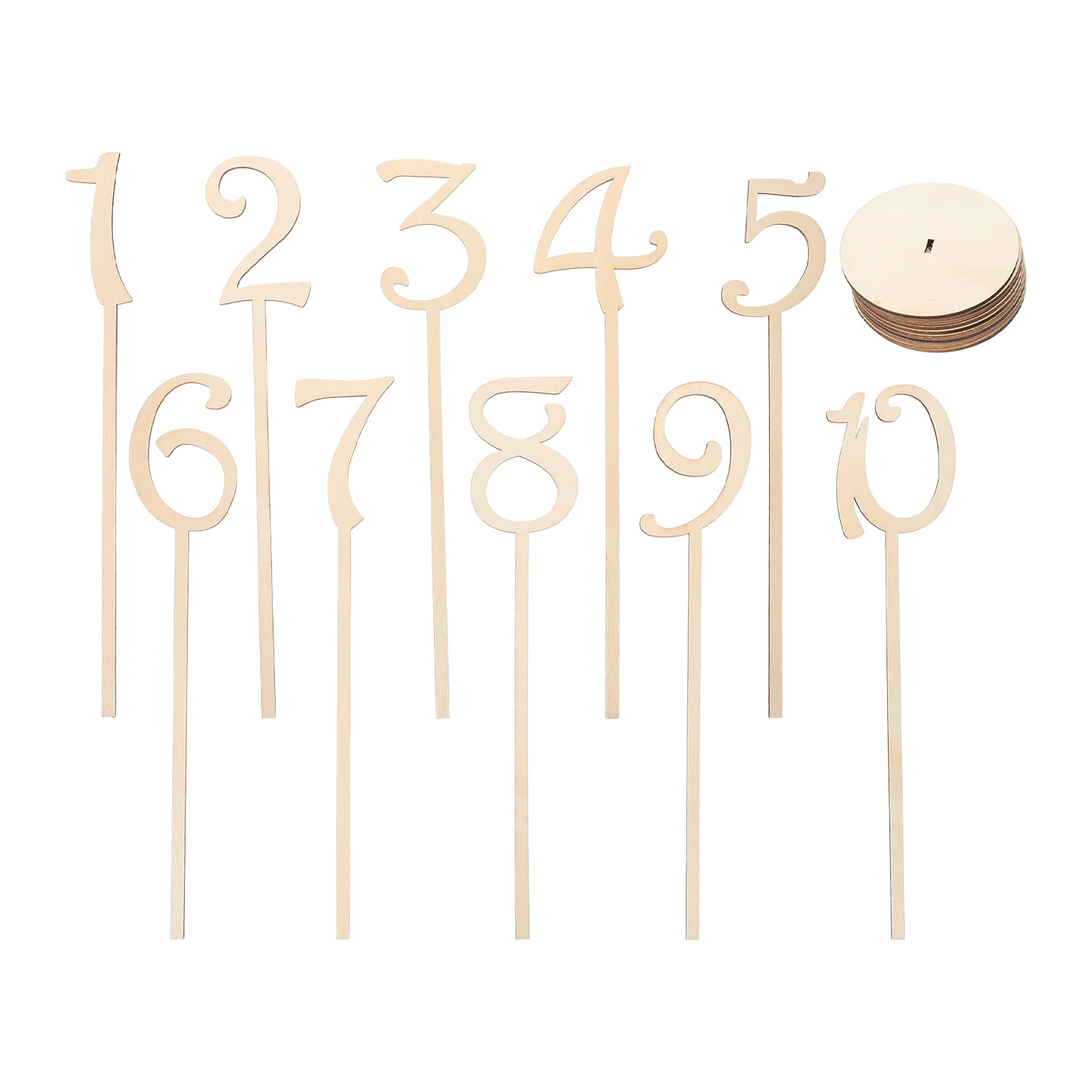 

10pcs 1-10 Wooden Table Numbers with Holder Base for Wedding or Home Decoration (Wood Color) Table number with base