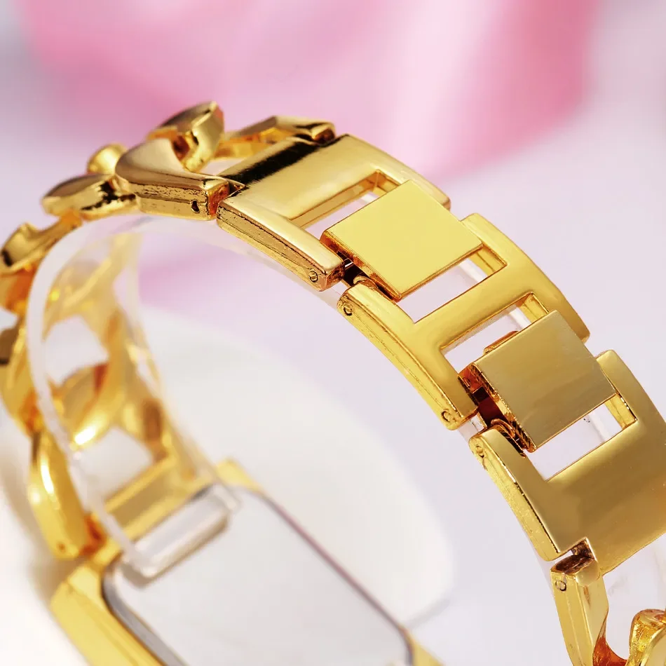 Relojes de pulsera de acero inoxidable para mujer, relojes de pulsera elegantes de alta calidad, Color dorado de lujo, 2024