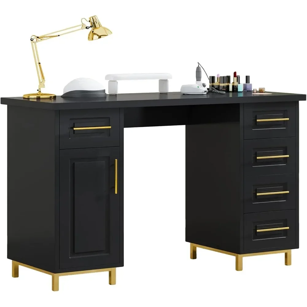 

43 Inch Nail Tech Desk with 5 Drawers Manicure Table with Storage for Nail Tech Makeup Beauty Salon Table,Customized