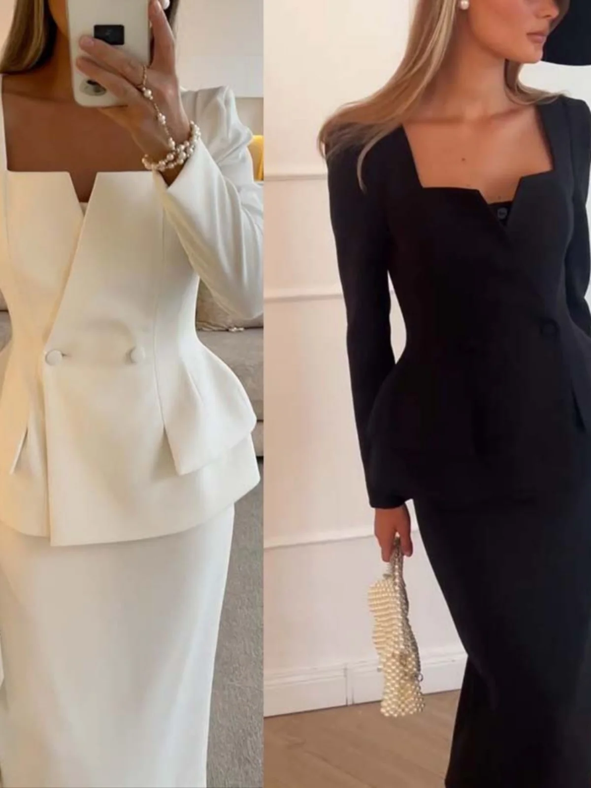 

Женский комплект из двух предметов Long Sve ket, модный ансамбль на пуговицах, осенняя коллекция 7–80% Cosition на пуговицах