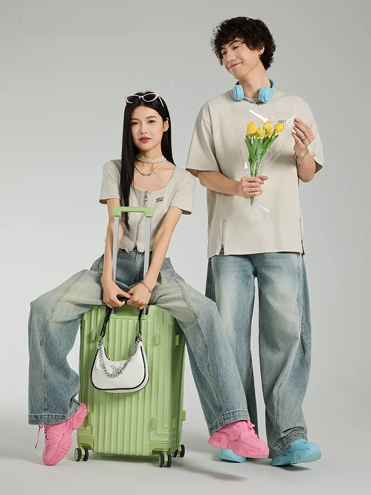 

Couple's Short Sleeve T-shirts Men's Women's Versatile Summer New Style Commute Simple Creative Cotton Polyester Elastic Fiber