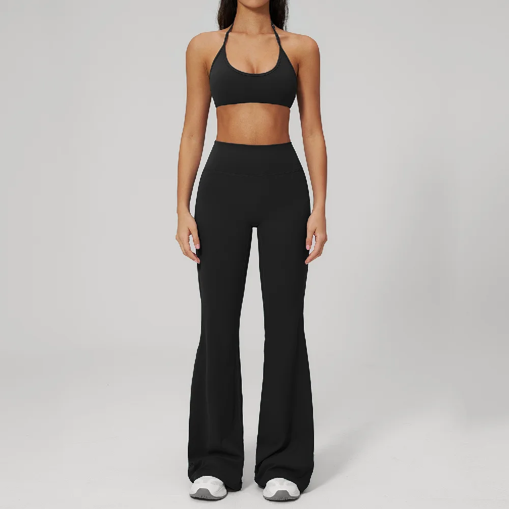 Yoga Set 2-piece Summer Fitness Suit Women's Running Fitness Leisure Tracksuits Shockproof Bra High Waist Leggings Gym Clothes