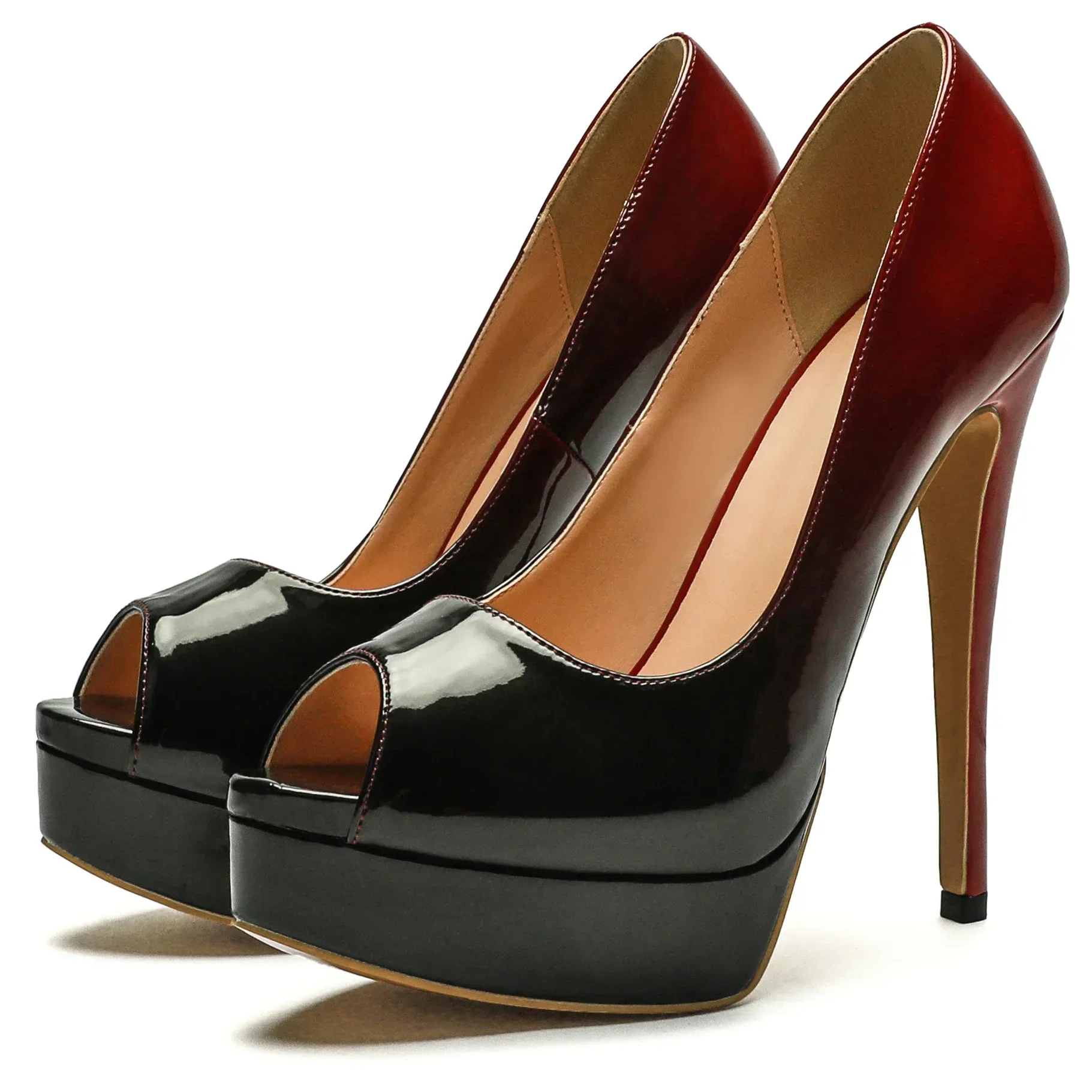 【Measure Your Feet Length Before Order】Platform Women Stiletto High Heel Pumps Peep Toe Sexy Evening Luxry Dress Shoe 50-CHC-33