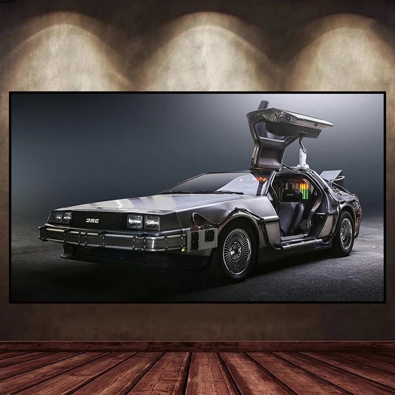 Movie Back To The Future Series DeLorean DMC-12 Sports Car Canvas Painting HD Print Wall Art Posters Living Room Home Decoration