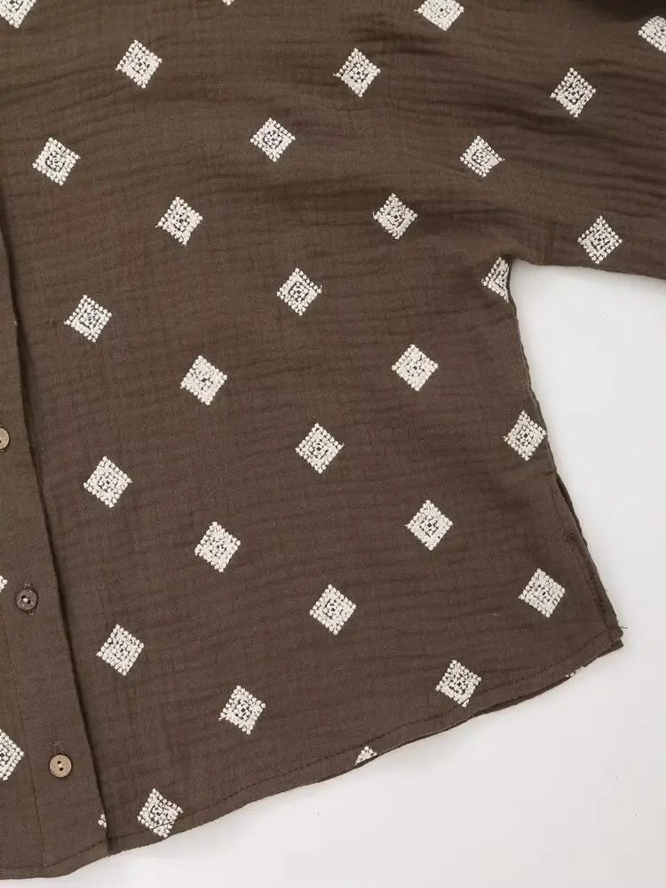 Maxdutti Summer Blouse Women Tops French Countryside Style Embroidered Shirt For Women Tops