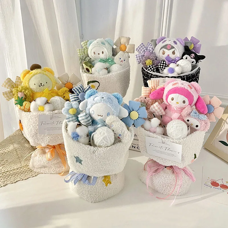 Sanrio Cinnamoroll Kuromi Kawaii Bouquet Doll Plush Cute Girlfriend Practical Girl Halloween Christmas Birthday Toy For Children