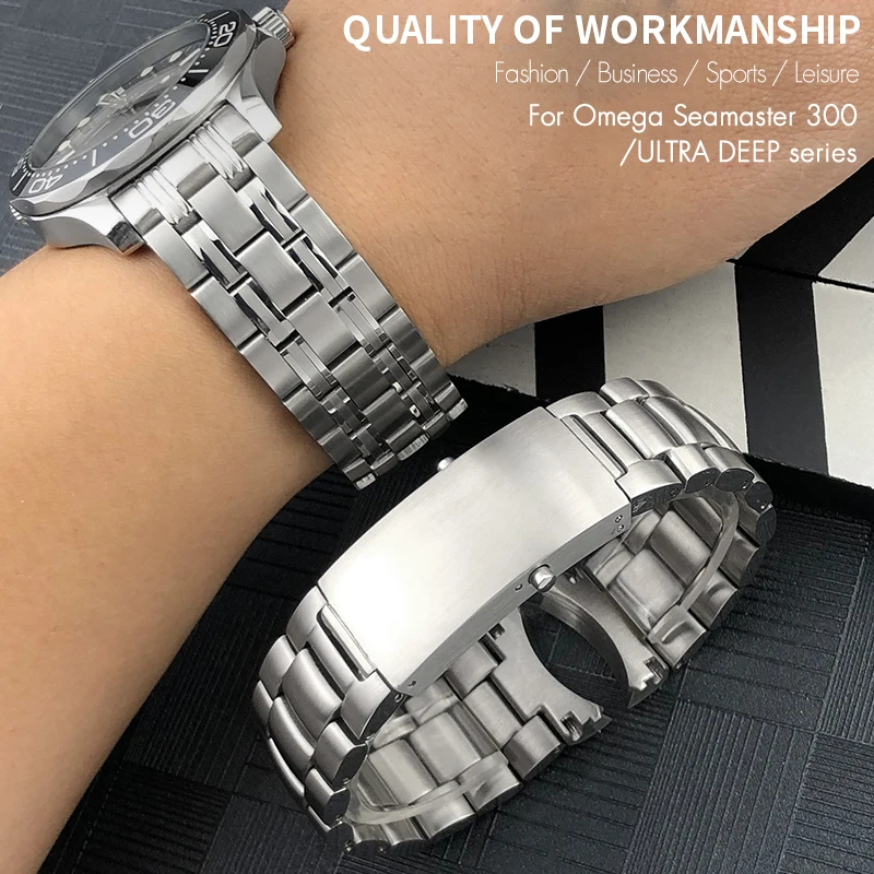 20mm 316L Stainless Steel Watchband for Omega Seamaster 300 Pleanet Ocean 600 Solid 22mm Silver Watch Strap Bracelet Accessories