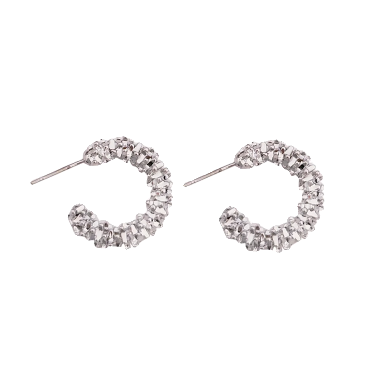 

No ear piercings, circle ear clips, simple and versatile broken silver high-end sense C-shaped sterling silver stud earrings
