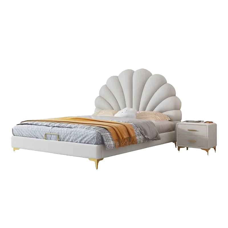 

Cream wind petal princess bed, technology fabric bed