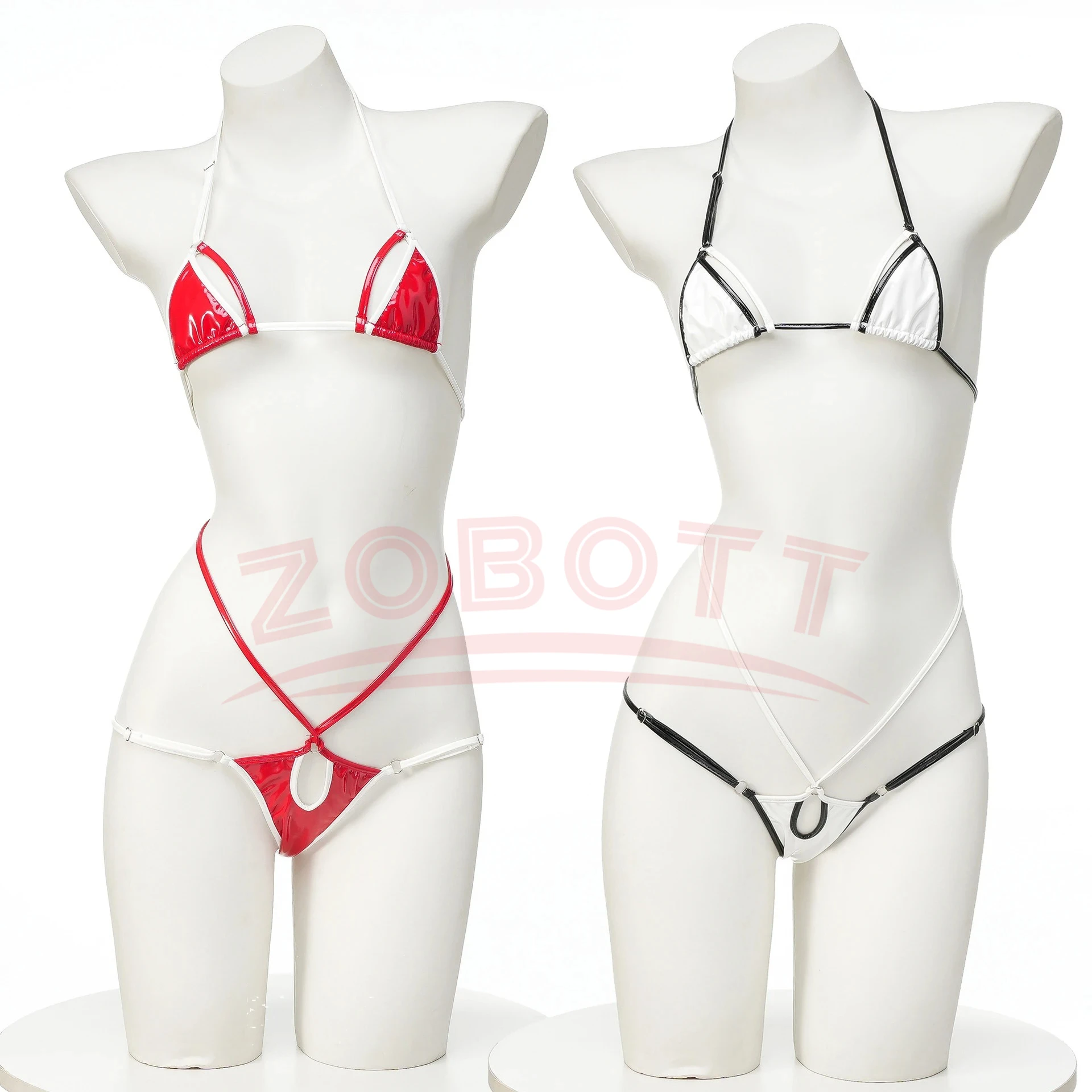 

Cyber Mecha Red White Bikini Sexy Lingerie Anime Cosplay Women Game Three Point Punk Leather Underwear Swimsuit Erotic Costume