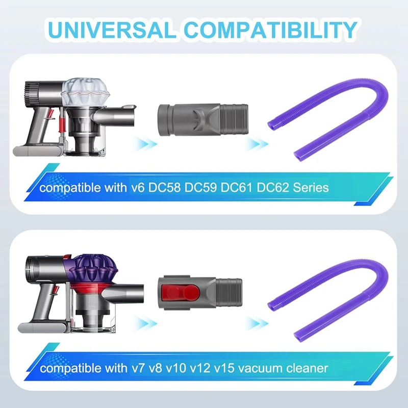 Zestaw przystawki do odkurzacza suszarki do Dyson V7 V8 V10 V11 V12 V15 V6 DC58 DC59 DC61 DC62 Elastyczne mocowanie węża odkurzacza suszarki