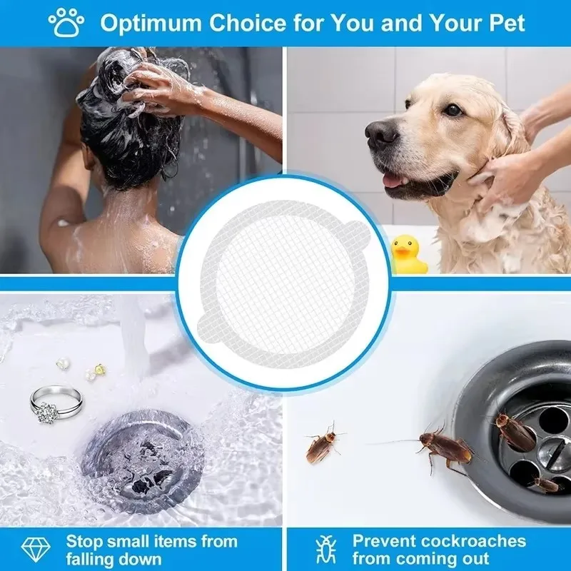 New Disposable shower drain net stickers Bathroom Floor Drain Strainer Hair Catcher mesh tape Kitchen Sink Sewer Outfall Stopper