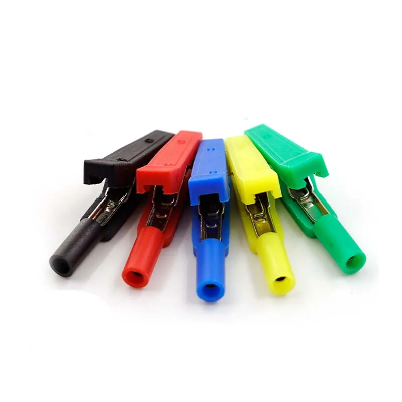 10PCS 2.0mm Insulated Alligator Clip Solderable 27.187/Plug-in 2mm Test Lead/Banana Plug AMASS