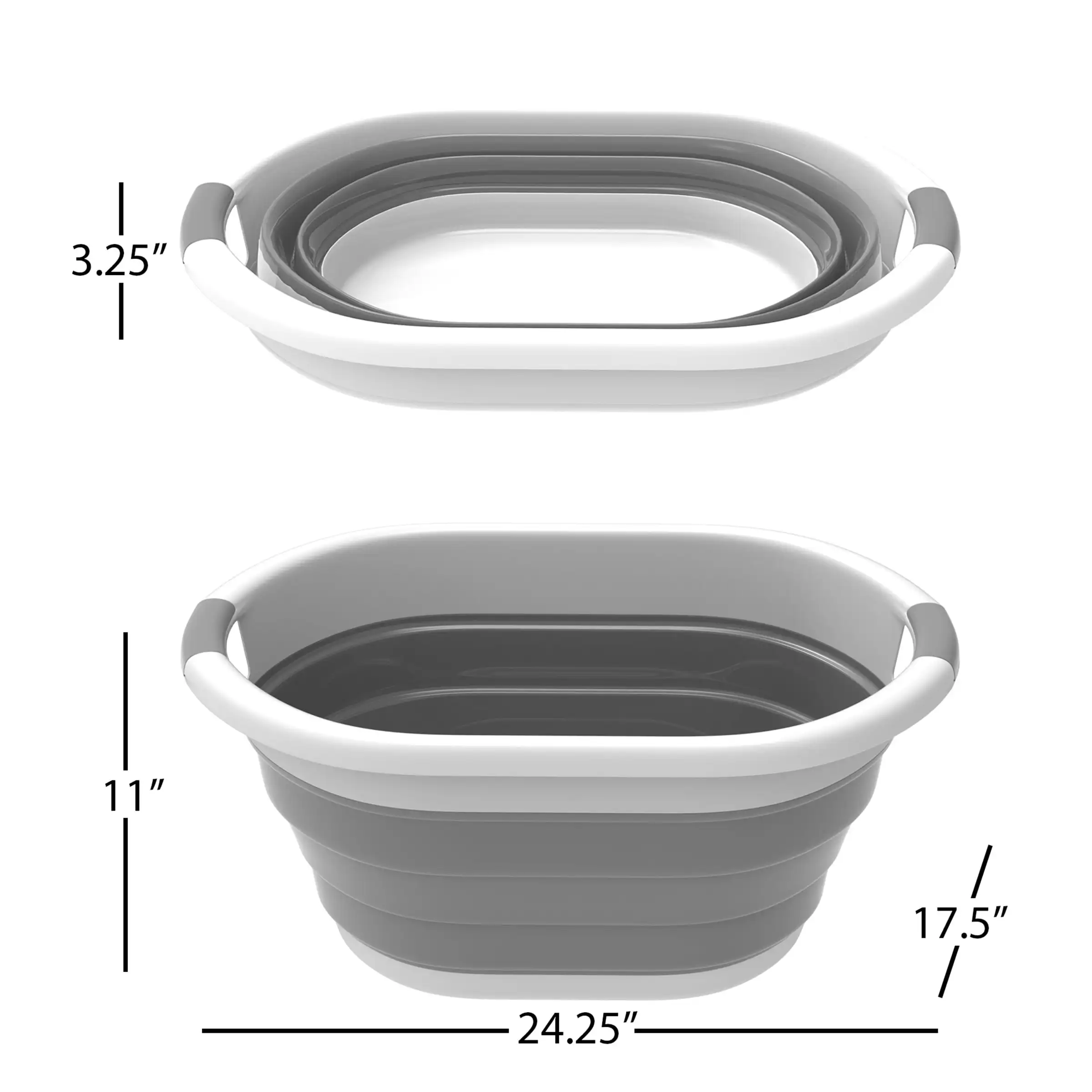 Plastic Rubber Pop-Up Collapsible Basket for Ice, Storage, and More (Gray)